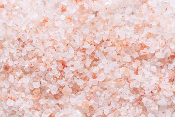 Top view macro shot of Himalayan pink crystal salt