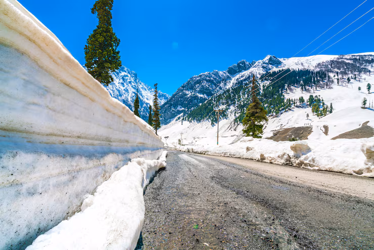 Snow-covered mountain landscape in the Himalayan region of South Asia