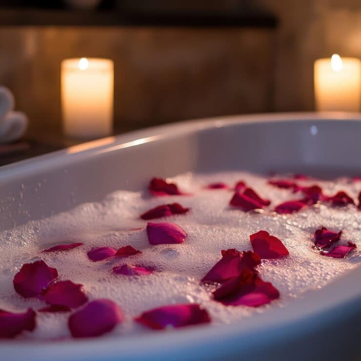Bubble bath prepared for a relaxing soak